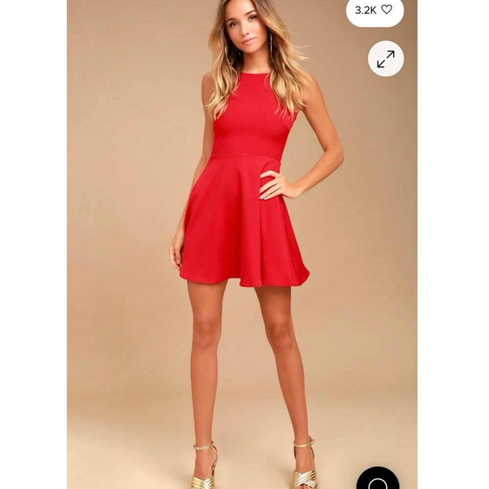 Lulus Just Us Red Skater Dress Size M NWT!